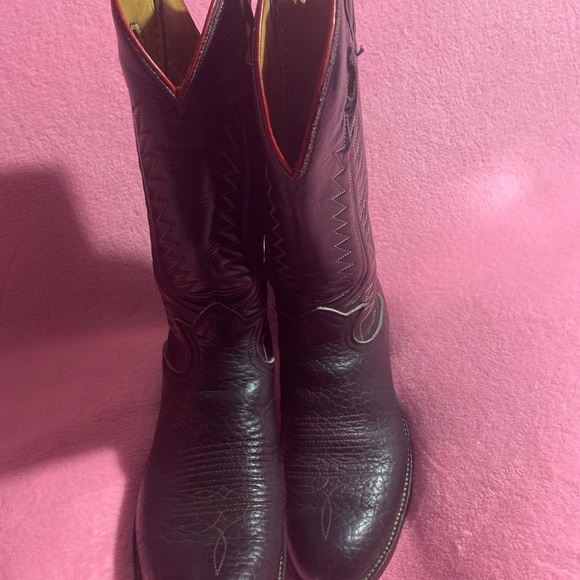 Size 5.5 Rare Vintage Black with red accented threading Tony Lama Cowboy boots - Picture 3 of 12
